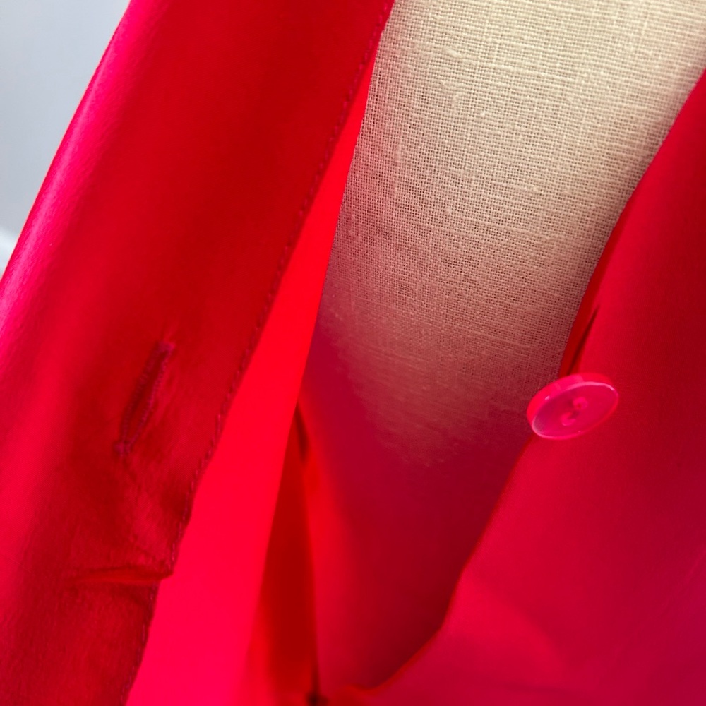 Red Silk Blouse Vintage Beautiful - image 6
